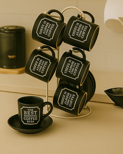 'Paris Maison De Famille' Teacups & Saucer - Set of 6