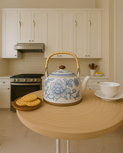 Blue Orchid Ceramic Tea Kettle