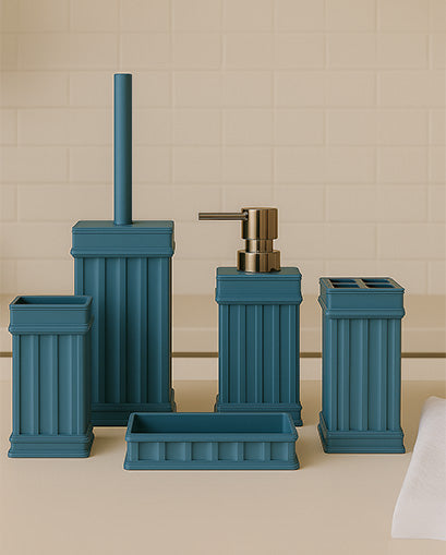 Traditional Contemporary 5 Piece Bathroom Set - Blue