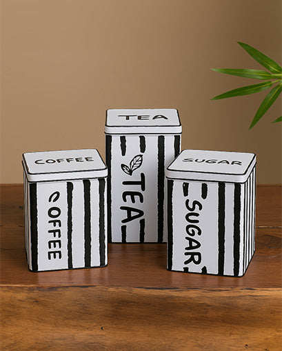 Striped Kitchen Storage Canisters - Set Of 3