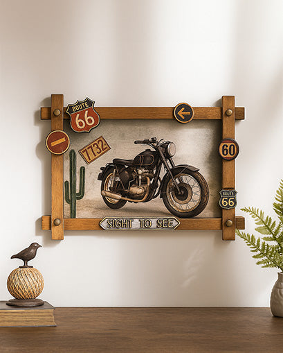 Vintage Bike Wooden Frame Poster