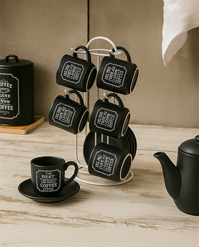 'Paris Maison De Famille' Teacups & Saucer - Set of 6