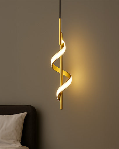 Spiral Lustre LED Pendant Light - Gold