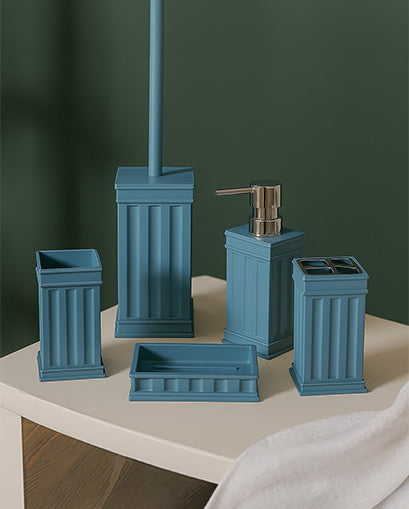 Traditional Contemporary 5 Piece Bathroom Set - Blue
