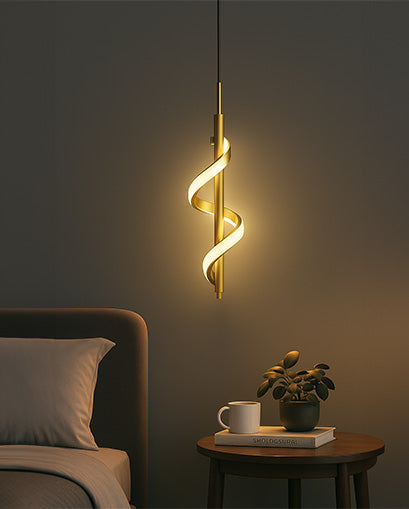 Spiral Lustre LED Pendant Light - Gold