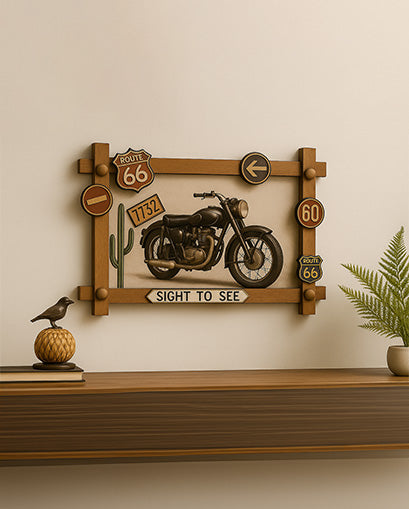 Vintage Bike Wooden Frame Poster