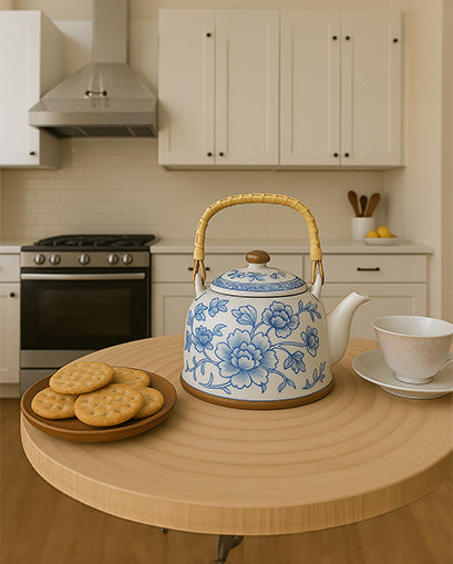 Blue Orchid Ceramic Tea Kettle