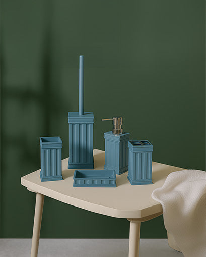 Traditional Contemporary 5 Piece Bathroom Set - Blue