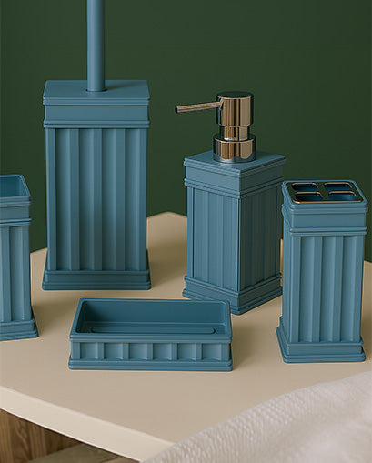 Traditional Contemporary 5 Piece Bathroom Set - Blue