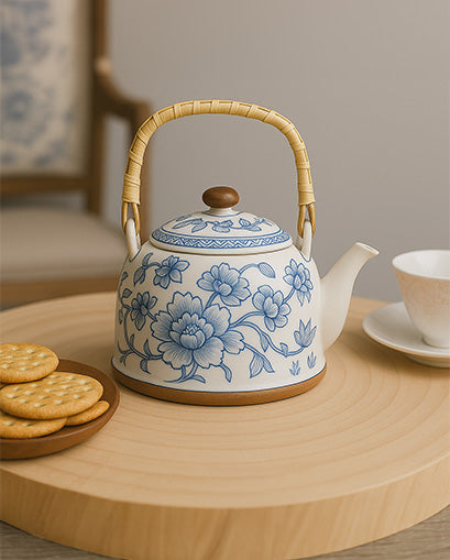 Blue Orchid Ceramic Tea Kettle