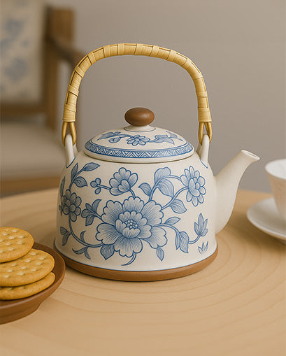 Blue Orchid Ceramic Tea Kettle