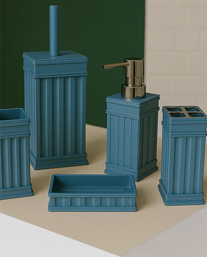 Traditional Contemporary 5 Piece Bathroom Set - Blue